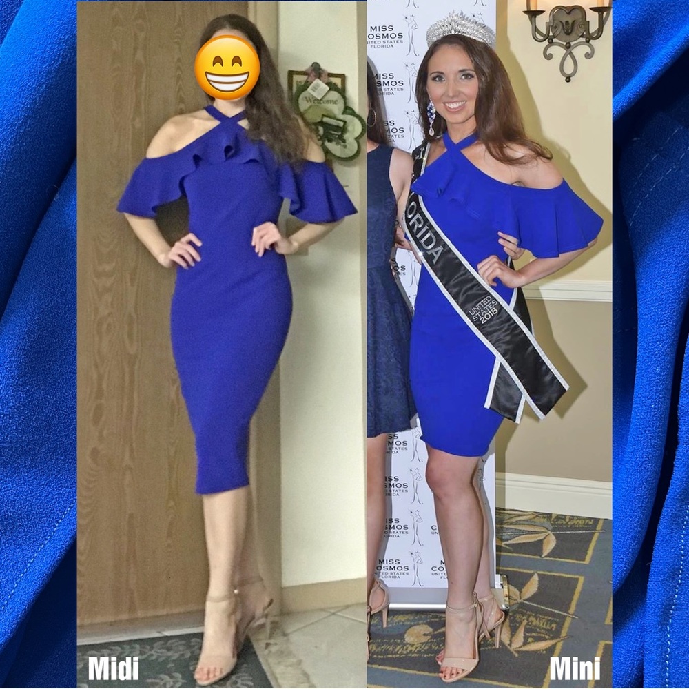 Blue Ruffle Midi/Mini Dress